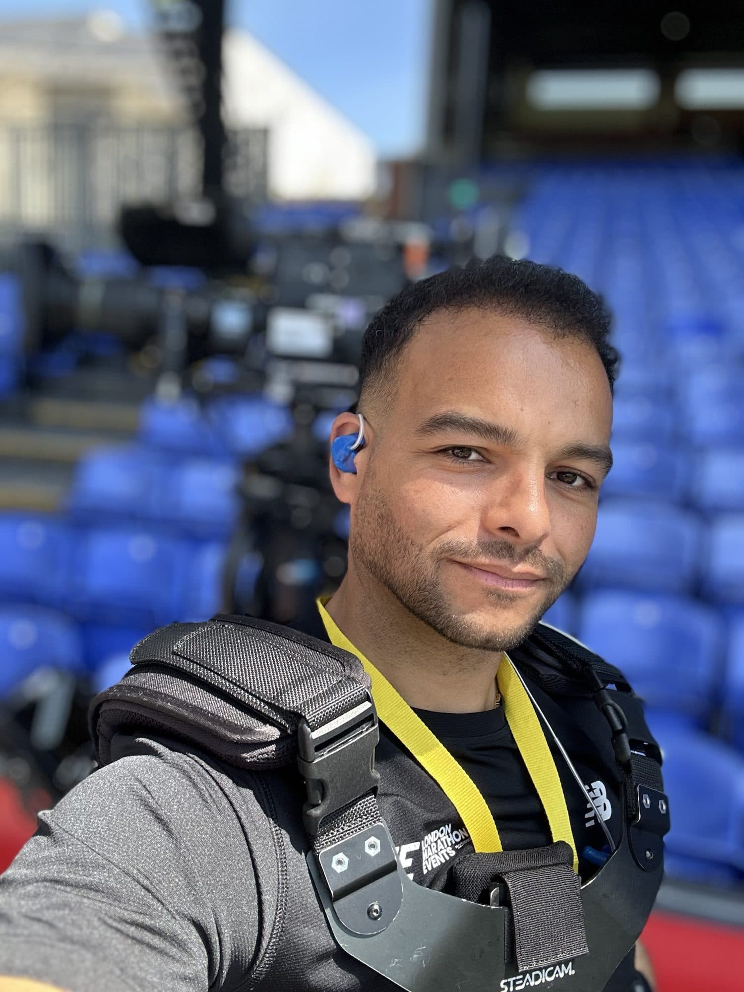 Alex Doherty wearing a Steadicam vest